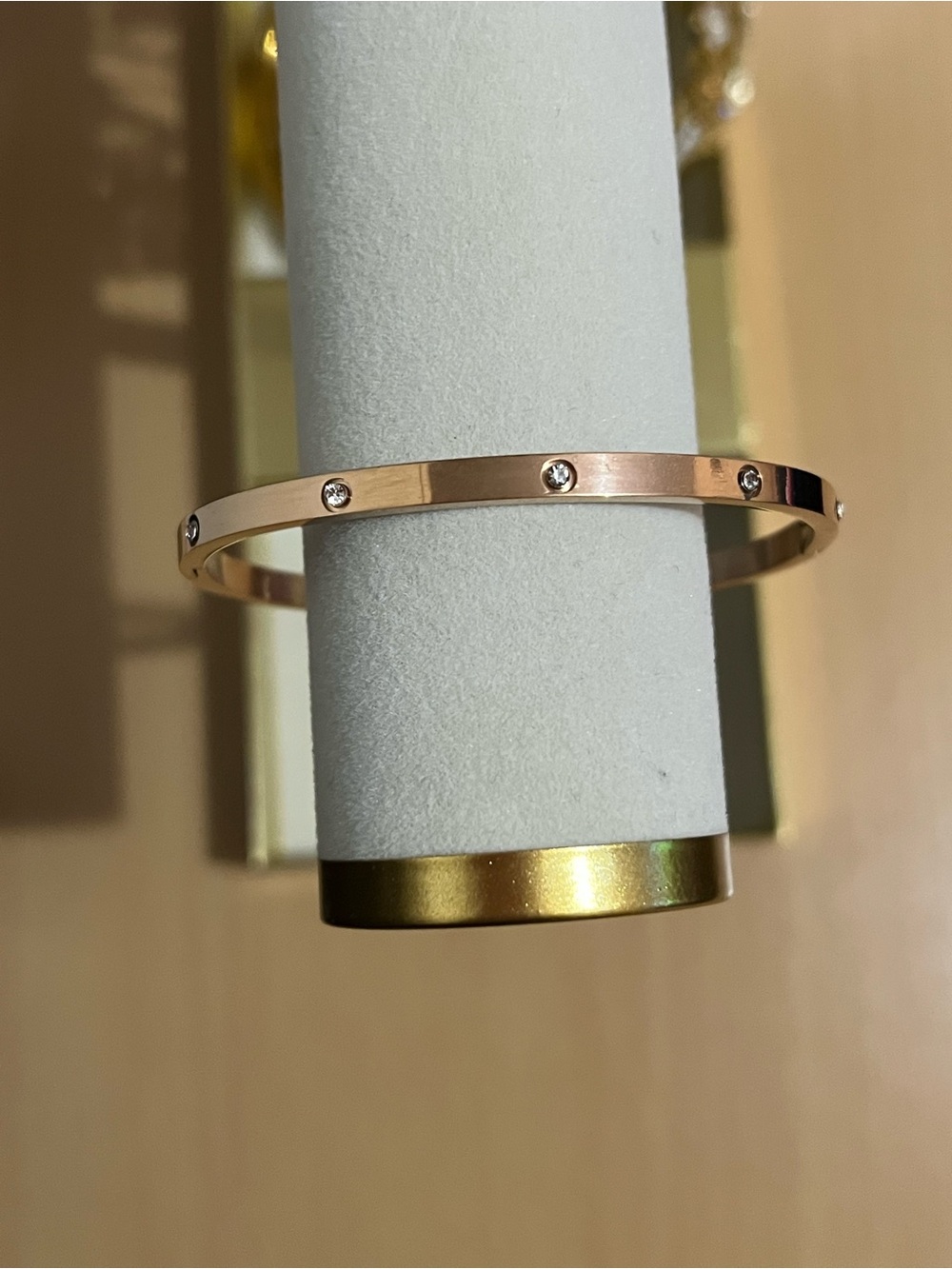 Rose Gold Crystal Stud Thin Bangle Bracelet